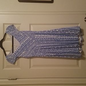 Mod cloth blue and white print dress